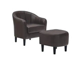 Daxton Tub Chair with Ottoman PU - Dark Brown