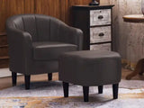 Daxton Tub Chair with Ottoman PU - Dark Brown