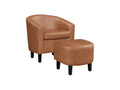 Oswin Tub Chair with Ottoman PU - Brown