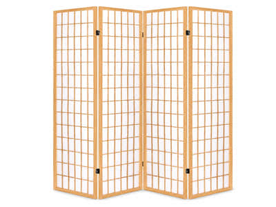 4-Panel Room Divider E P1 - Natural Wood