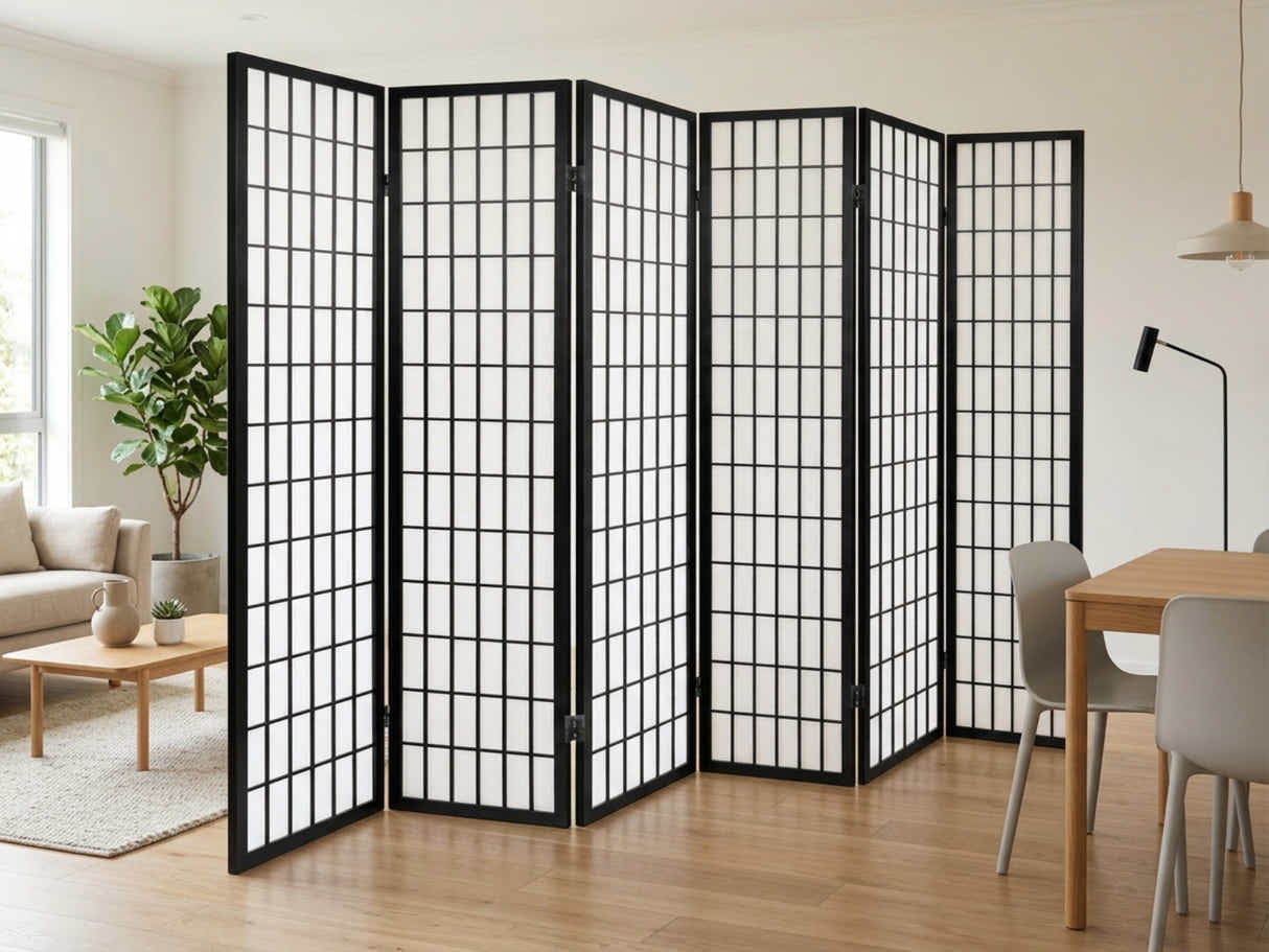 6-Panel Room Divider E P1 - Black