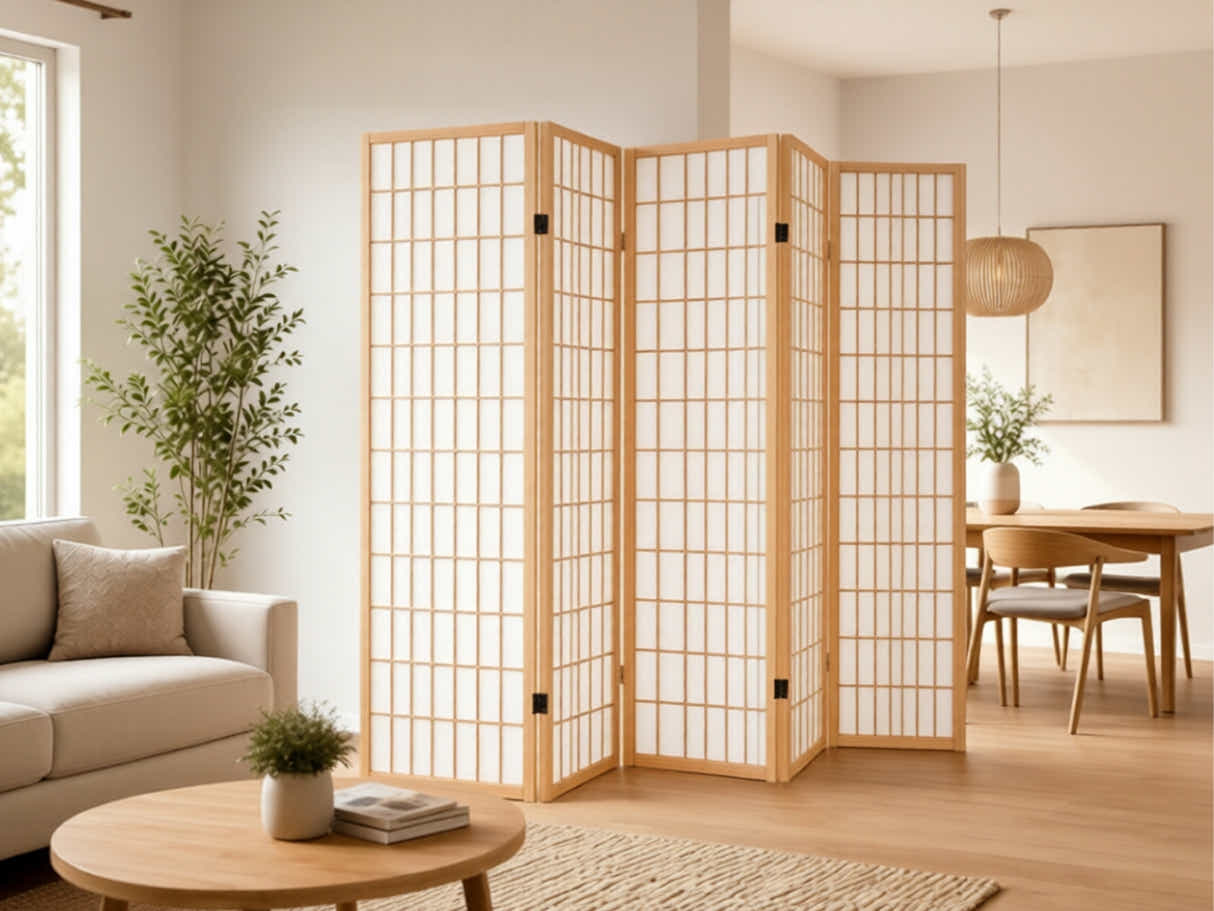 6-Panel Room Divider E P1 - Natural Wood