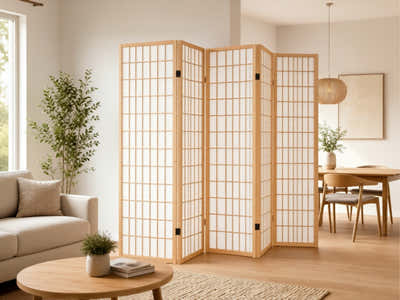 6-Panel Room Divider E P1 - Natural Wood