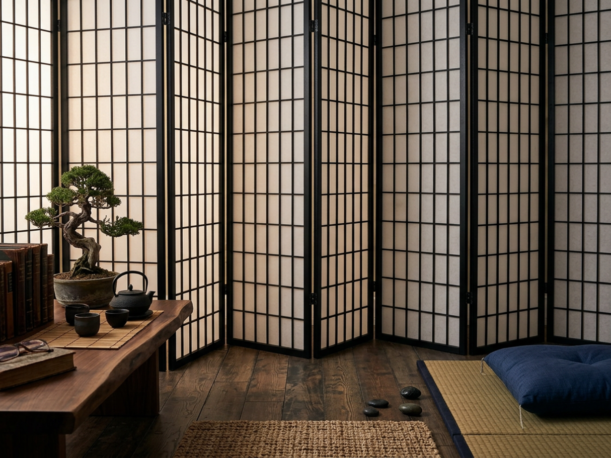 8-Panel Room Divider E P1 - Black