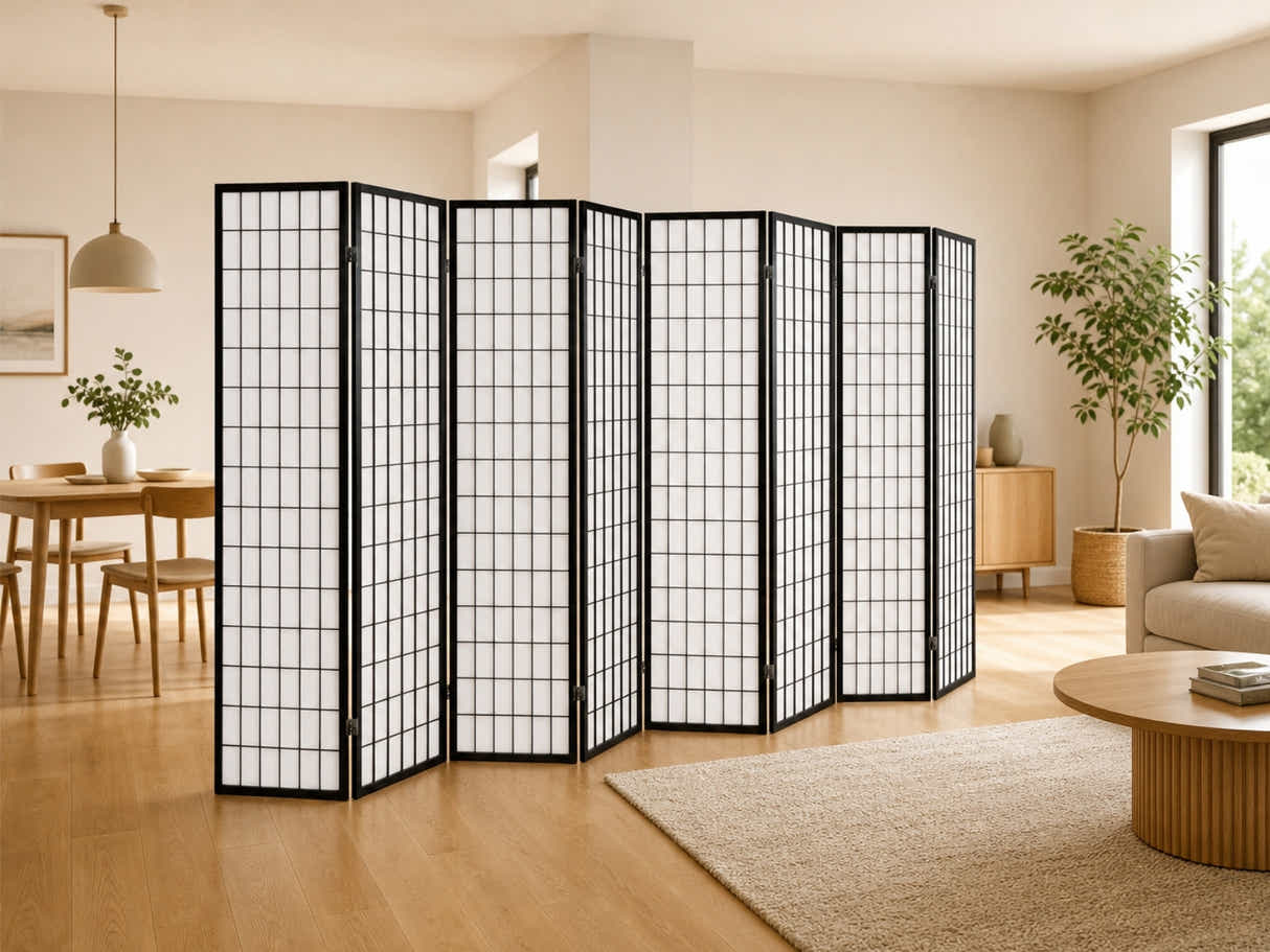 8-Panel Room Divider E P1 - Black