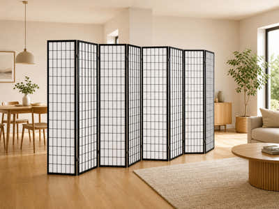 8-Panel Room Divider E P1 - Black