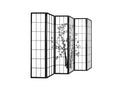 6-Panel Room Divider with Bamboo Pattern - Black