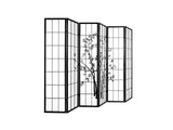 6-Panel Room Divider with Bamboo Pattern - Black