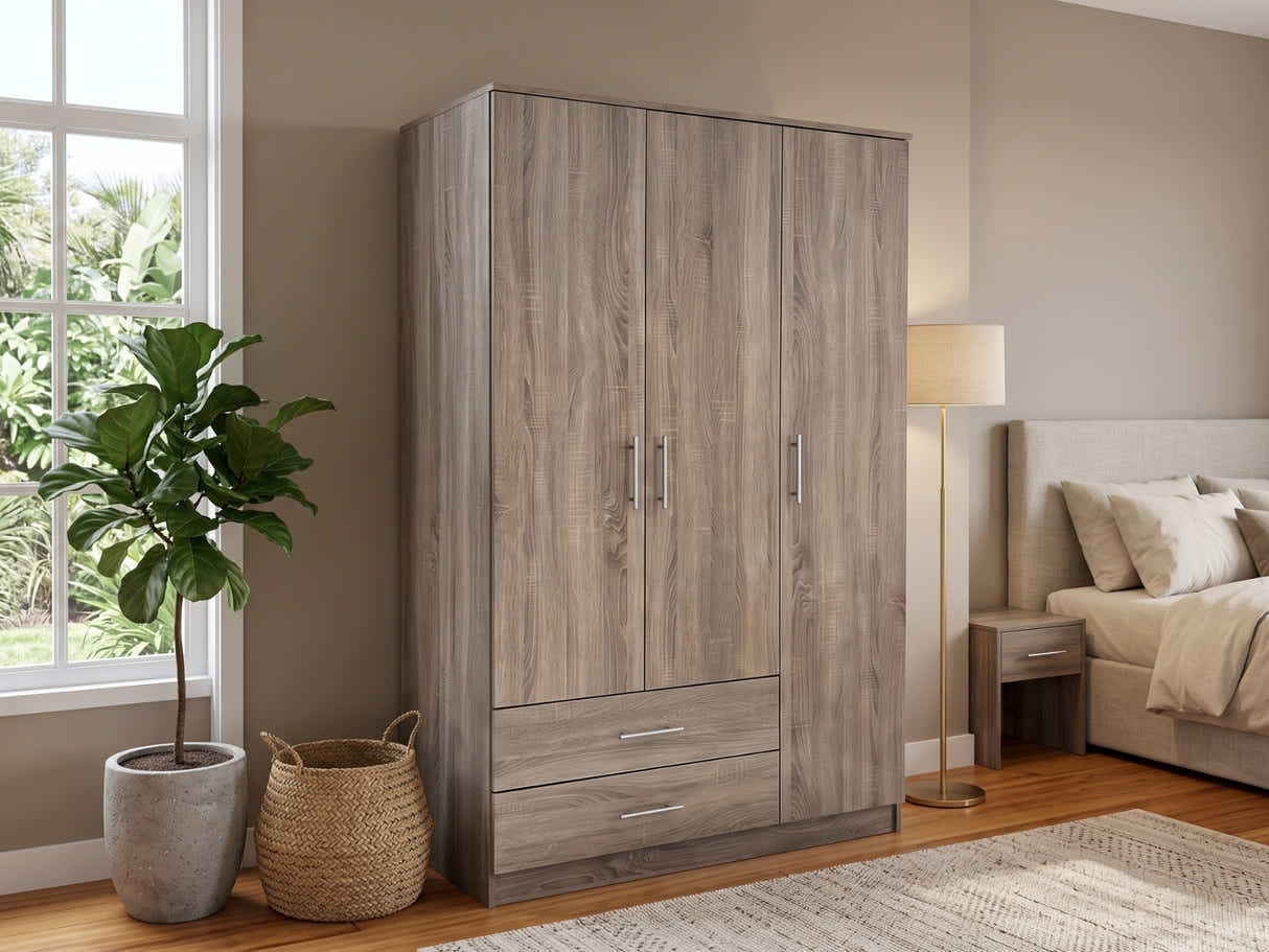 Upgraded Alada 3-Door Wardrobe With Drawers