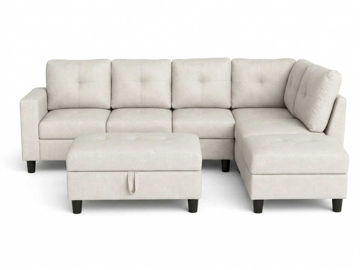 Vega Sectional Sofa with Ottoman Linen - Beige