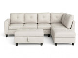 Vega Sectional Sofa with Ottoman Linen - Beige