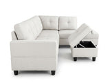 Vega Sectional Sofa with Ottoman Linen - Beige
