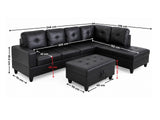 Vega Sectional Sofa with Ottoman PU - Black