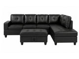 Vega Sectional Sofa with Ottoman PU - Black