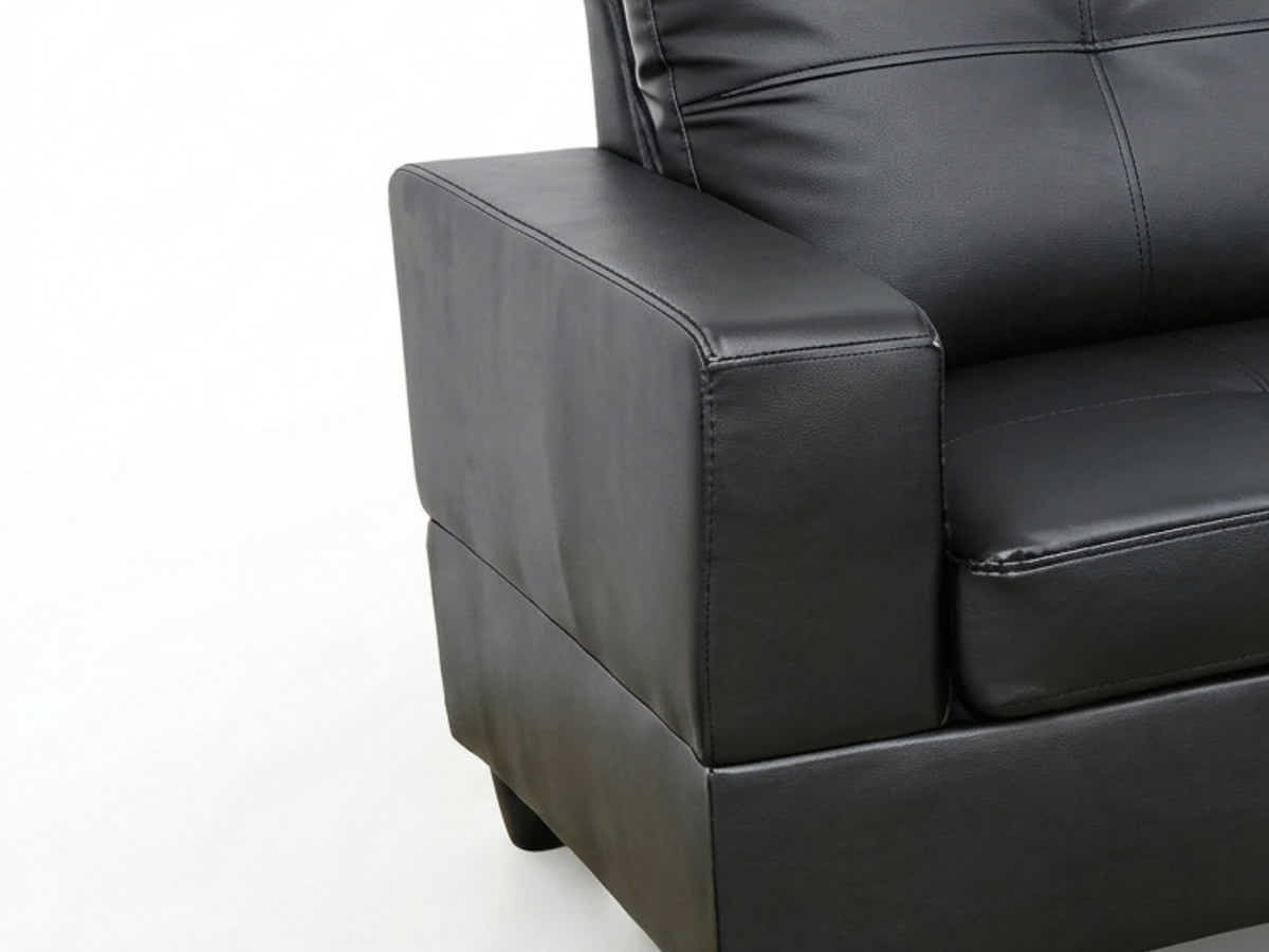 Vega Sectional Sofa with Ottoman PU - Black