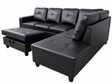 Vega Sectional Sofa with Ottoman PU - Black