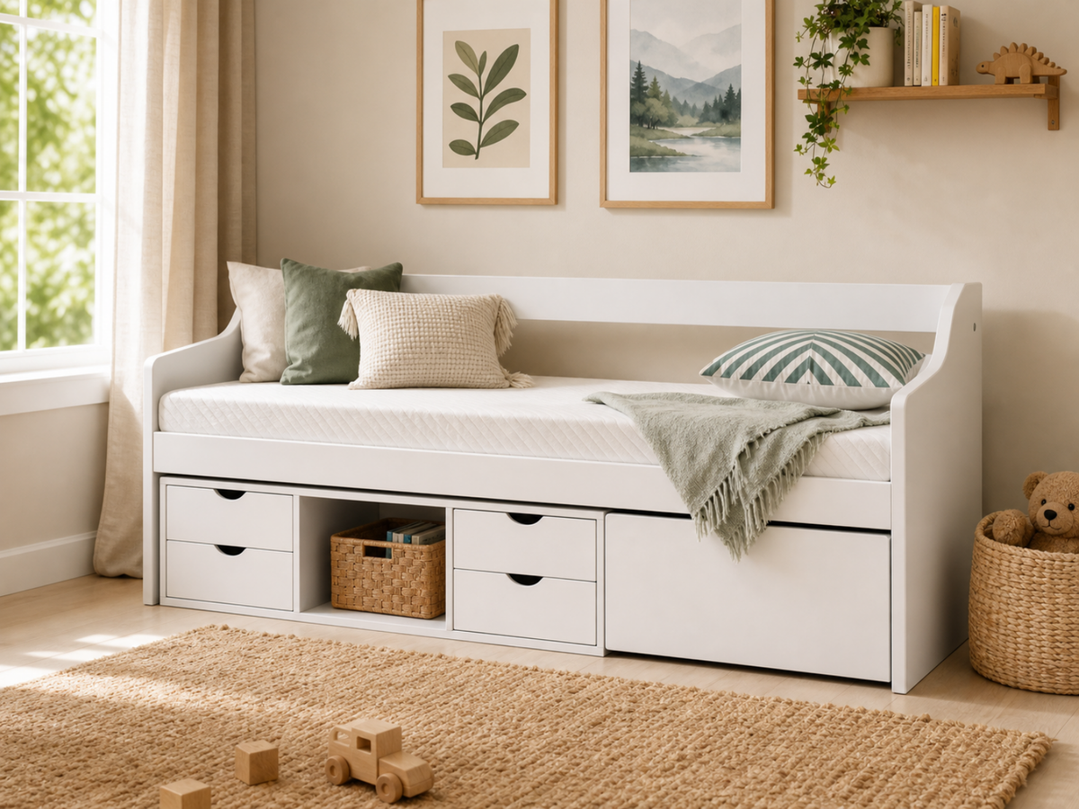 Herb Daybed with Drawers - White