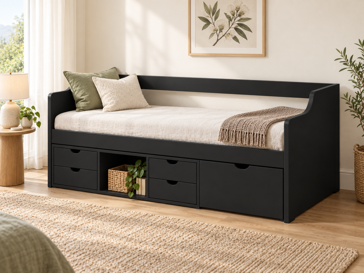 Herb Daybed with Drawers - Black