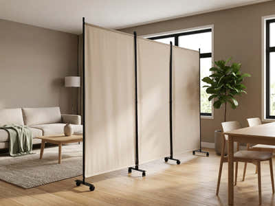 Fabric Room Divider 226x178cm - Sand
