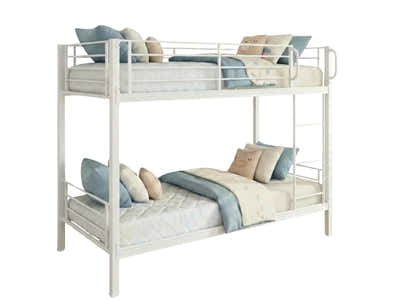 Easy Fix Metal Bunk Bed - White & Mattress Bon10 Single x2