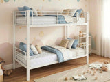 Easy Fix Metal Bunk Bed - White & Mattress Bon15 Single x2