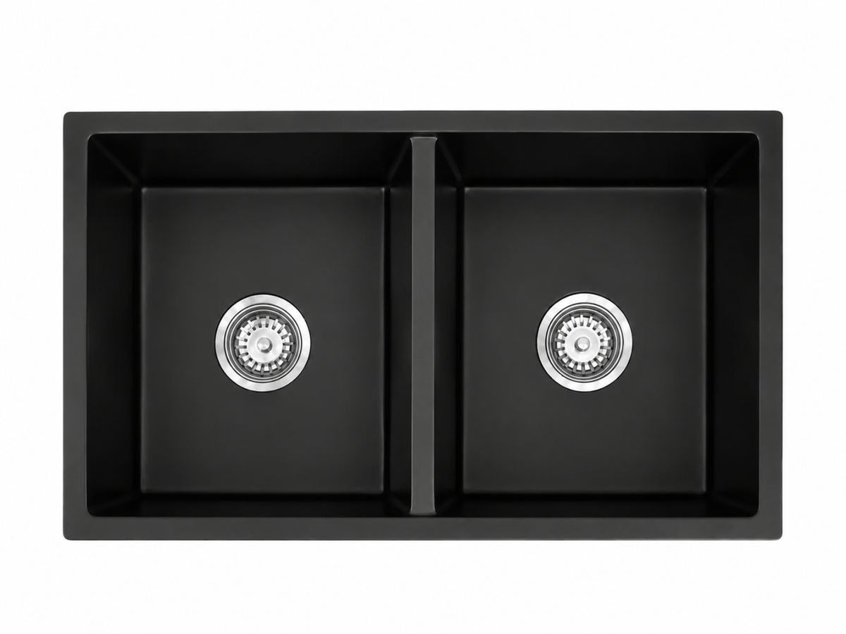 Granite Composite Sink 7745D Black with Overflow