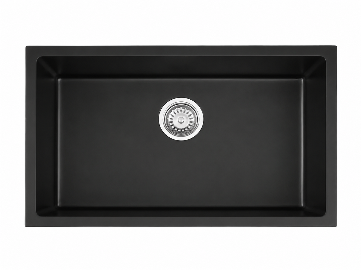 Granite Composite Sink 7045 Black with Overflow
