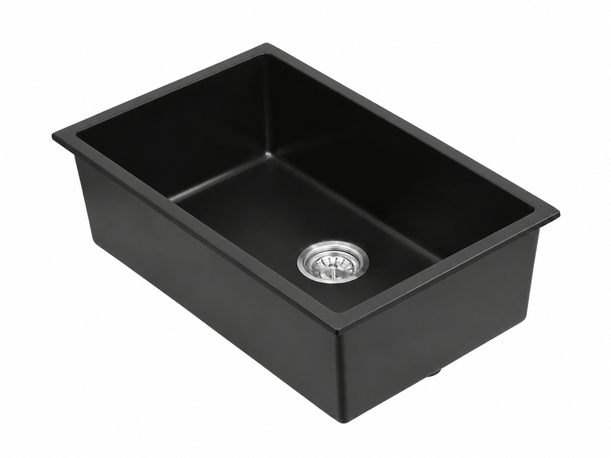 Granite Composite Sink 7045 Black with Overflow