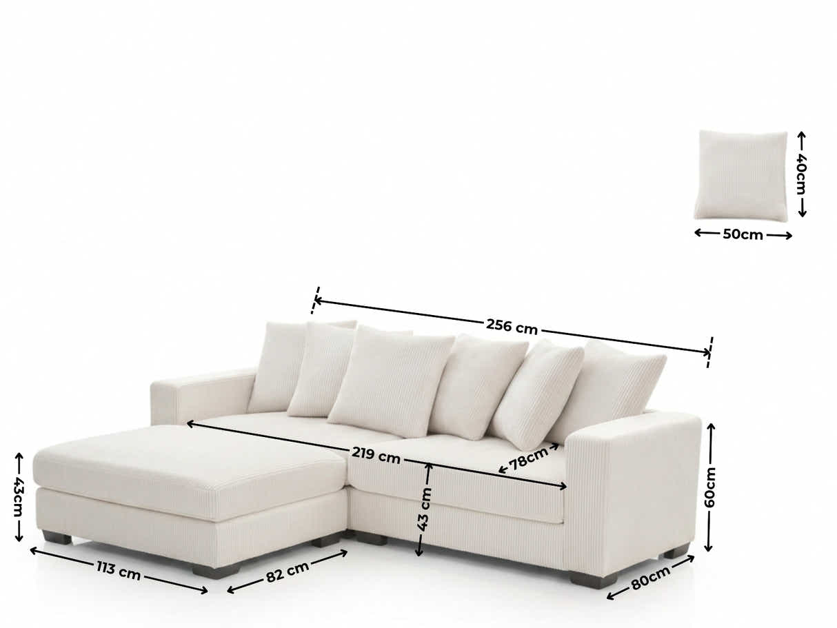 Daury L Shaped Sofa Corduroy - Beige