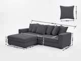 Daury L Shaped Sofa Corduroy  - Dark Grey