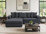 Daury L Shaped Sofa Corduroy  - Dark Grey