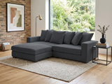 Daury L Shaped Sofa Corduroy  - Dark Grey