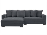 Daury L Shaped Sofa Corduroy  - Dark Grey