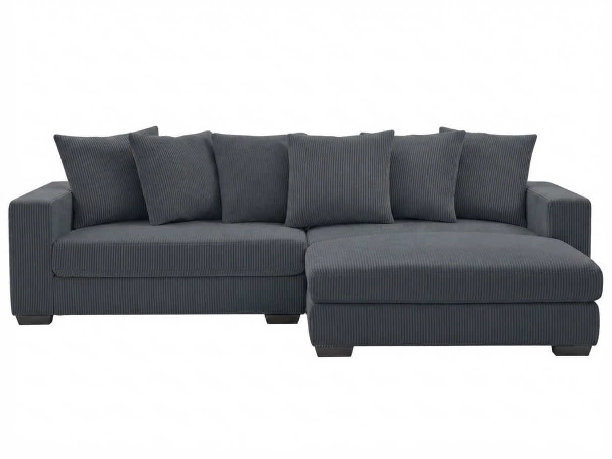 Daury L Shaped Sofa Corduroy  - Dark Grey