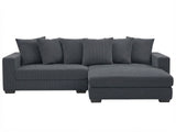 Daury L Shaped Sofa Corduroy  - Dark Grey