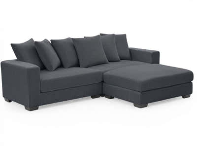 Daury L Shaped Sofa Corduroy  - Dark Grey