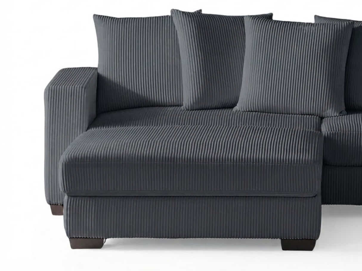 Daury L Shaped Sofa Corduroy  - Dark Grey