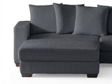 Daury L Shaped Sofa Corduroy  - Dark Grey