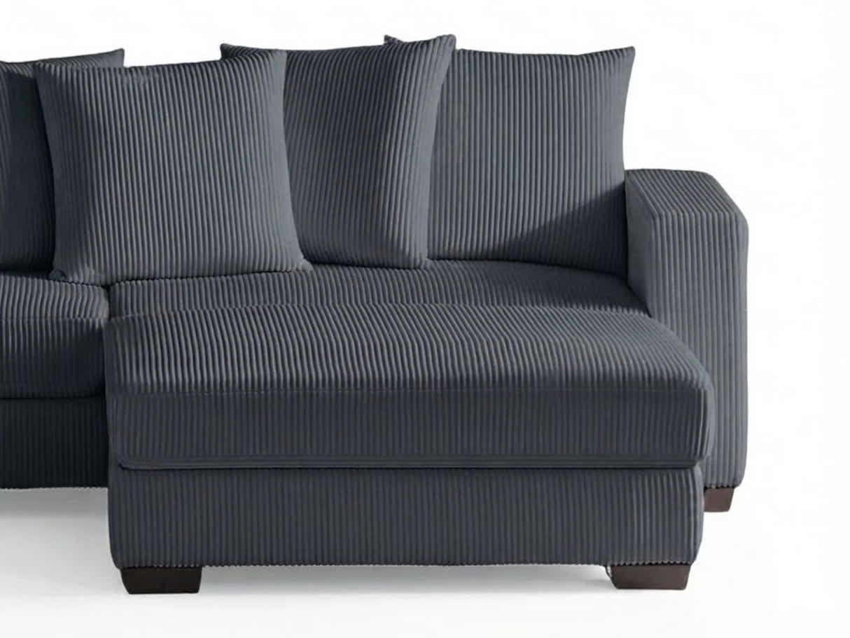 Daury L Shaped Sofa Corduroy  - Dark Grey
