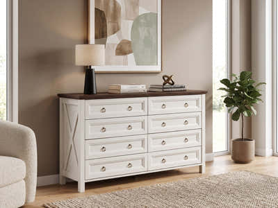 8-Drawer Chest - White & Rustic Wood