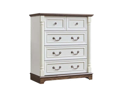 DS 5-Drawer Chest - Antique White & Rustic Brown