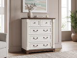 DS 5-Drawer Chest - Antique White & Rustic Brown