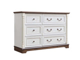 DS 6-Drawer Chest - Antique White & Rustic Brown