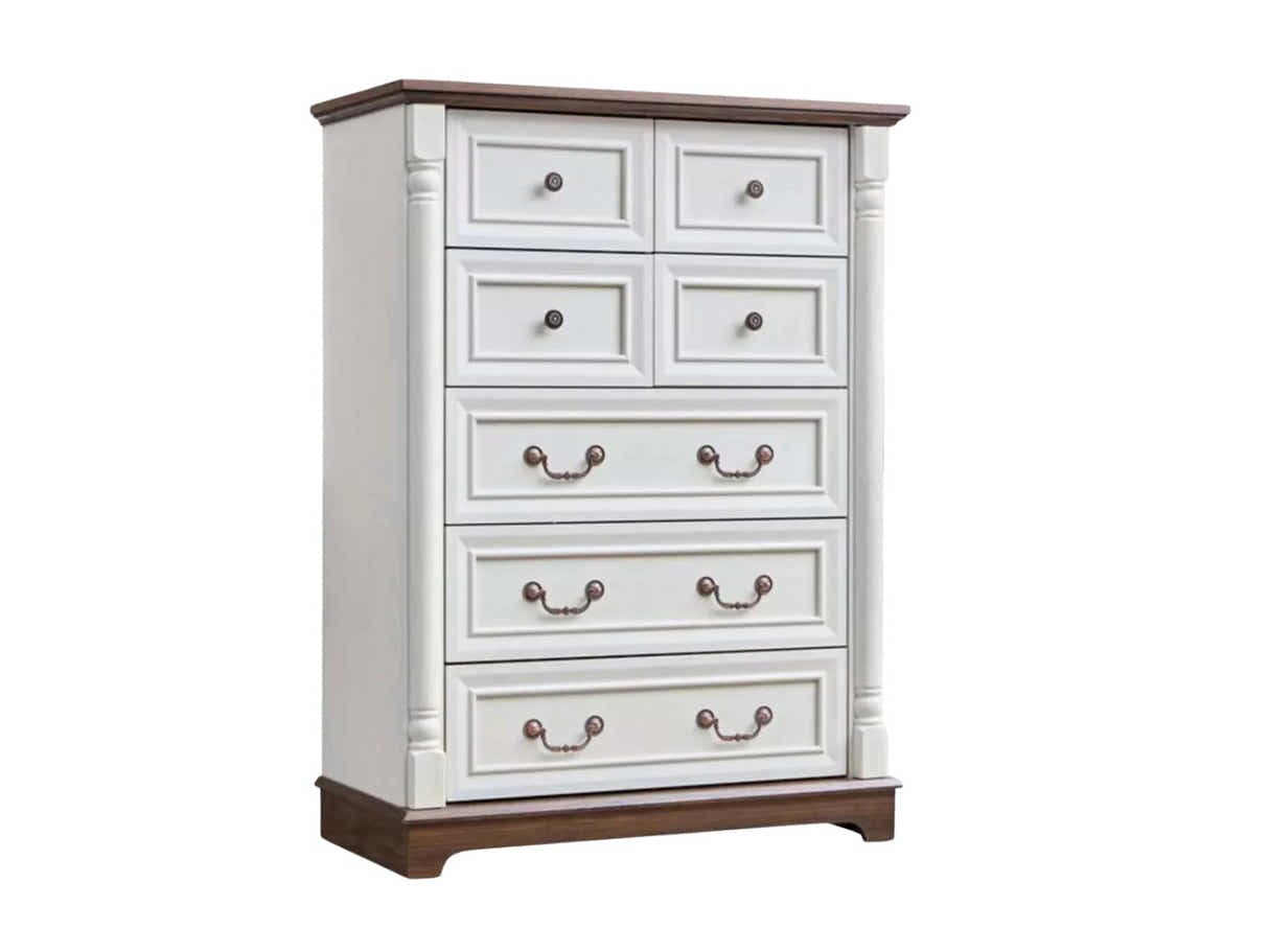 DS 7-Drawer Chest - Antique White & Rustic Brown