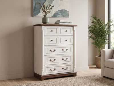 DS 7-Drawer Chest - Antique White & Rustic Brown