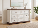 DS 8-Drawer Chest - Antique White & Rustic Brown