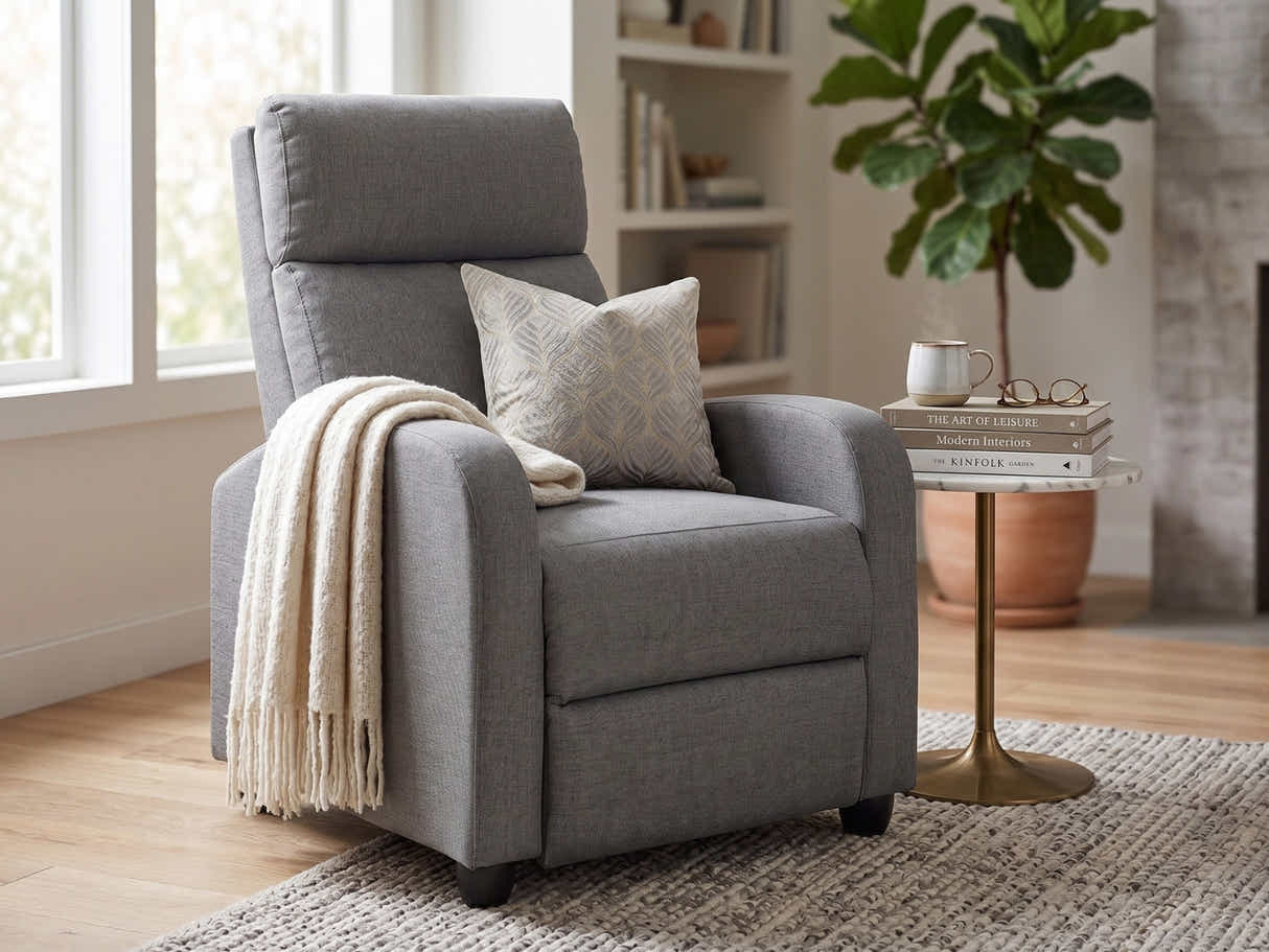 Austen Push Back Recliner Chair Linen - Grey