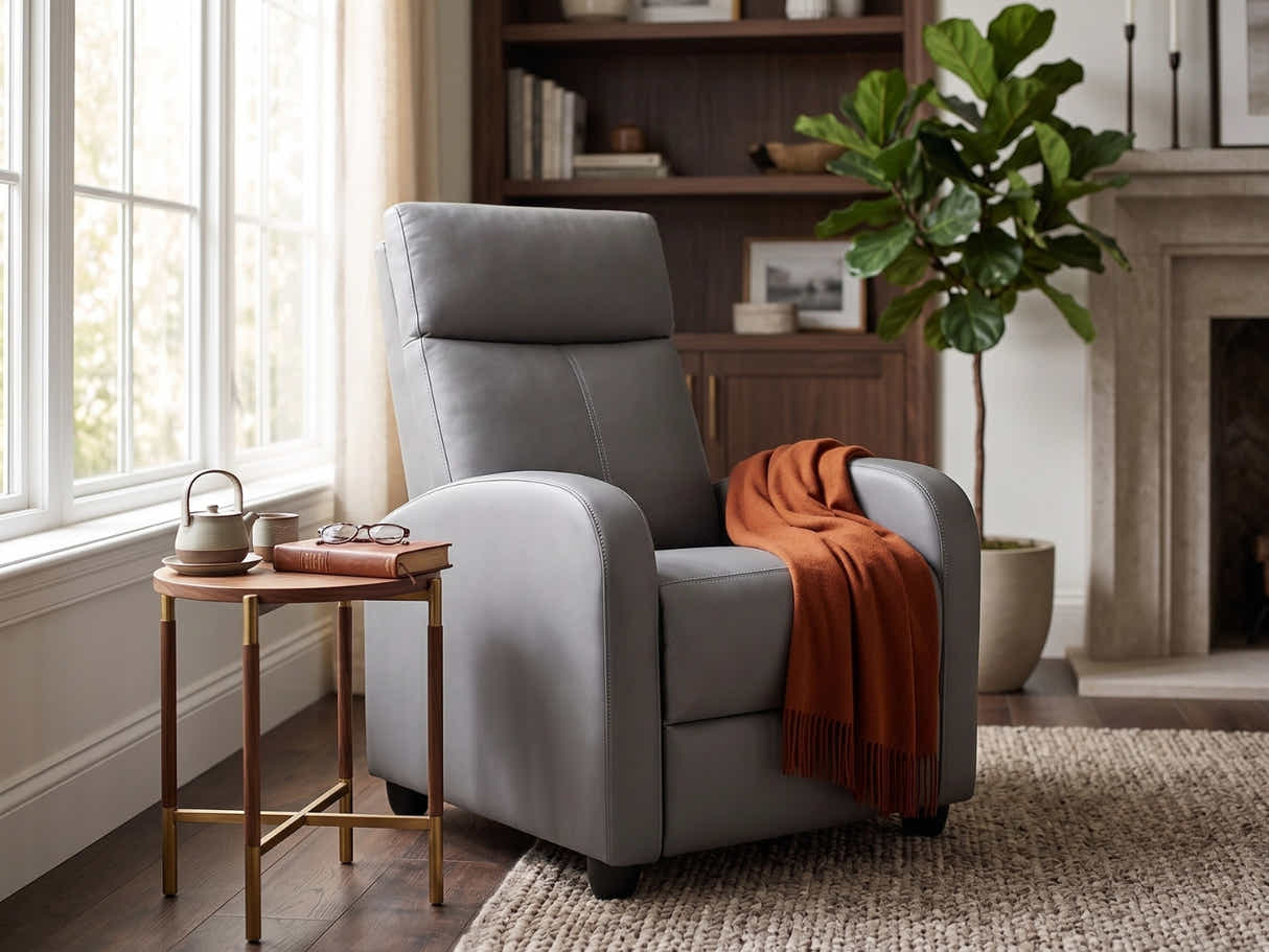 Austen Push Back Recliner Chair PVC - Grey