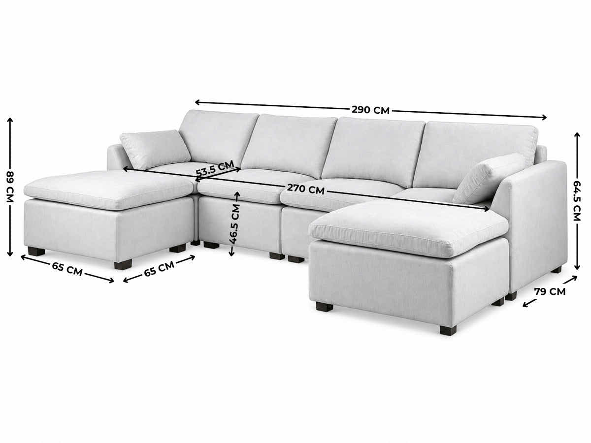 Jonpony 6-Piece Modular Sofa Set - Light Grey