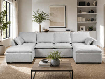 Jonpony 6-Piece Modular Sofa Set - Light Grey